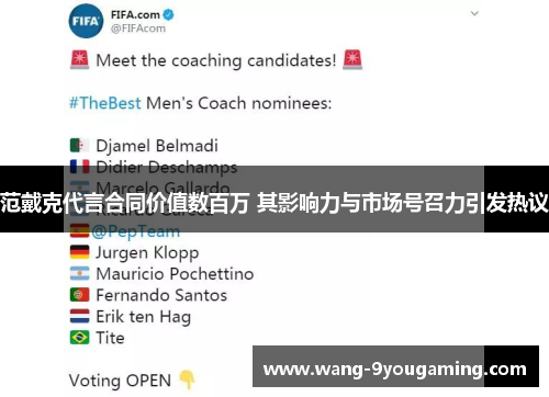 范戴克代言合同价值数百万 其影响力与市场号召力引发热议