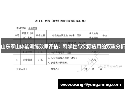 山东泰山体能训练效果评估：科学性与实际应用的双重分析