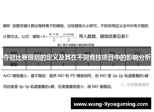 夺冠比赛级别的定义及其在不同竞技项目中的影响分析